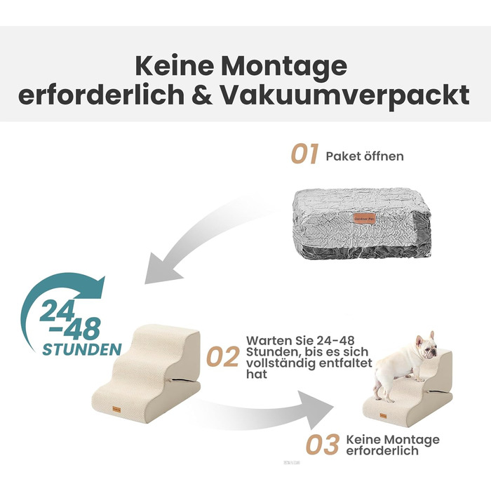 Сходинки для собак Gardner Pet - 3 сходинки, 35/42 см, з водонепроникним покриттям, для маленьких собак, з високощільних матеріалів