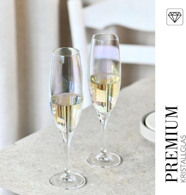 Krosno - Venice Rainbow Champagne Glasses 6 x 200ml | Prosecco Glasses | Wedding Gift | Crystal Glass | Lead-Free Glass | Scratch-Resistant | Gift Idea