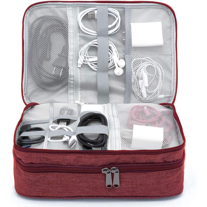 Водонепроникна сумка-органайзер для кабелів та електроніки Ruyosn (червона)