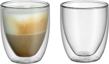 WMF Double-Walled Cappuccino Glasses Set, 2-Piece, Double-Walled Glasses 250ml, Floating Effect, Thermal Glasses, Heat-Resistant Tea Glass, Coffee Glass