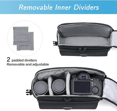 Сумка на плічо MOSISO для камери: DSLR, SLR, беззеркальна, з підкладкою та захистом від дощу. Сумісна з Canon, Nikon, Sony. Чорний колір.
