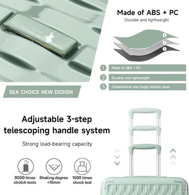 Набір валіз Sea Choice: 3 валізи (55/65/75 см) + косметичка, білий, з TSA-замком, PC+ABS, для ручної поклажі