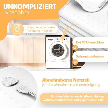 Електрична ковдра KESSER® 150x80 см з автовимкненням та пультом керування | 3 температурні режими | Підігрівальна ковдра для ліжка, матрац, тепла біла ковдра без візерунку