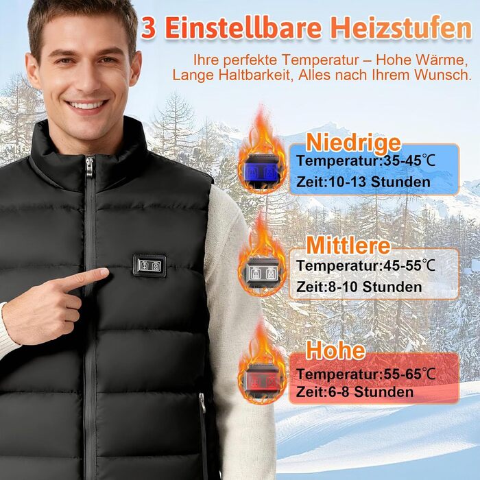 Обогріваючий жилет для чоловіків та жінок з 8 зонами обігріву та 3 рівнями нагріву, акумулятор 16000mAh, вітронепроникний, швидко гріє