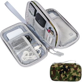 Органайзер для кабелів Skycase: сумка-чохол для аксесуарів, USB, Power Bank, 19 x 11 x 5.5 см (Lila, Army Green)