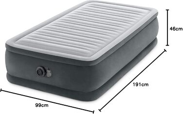 Надувне ліжко Intex Twin Comfort-Plush з Fiber-Tech RP, розмір: 99 x 191 x 46 см (64412ND)