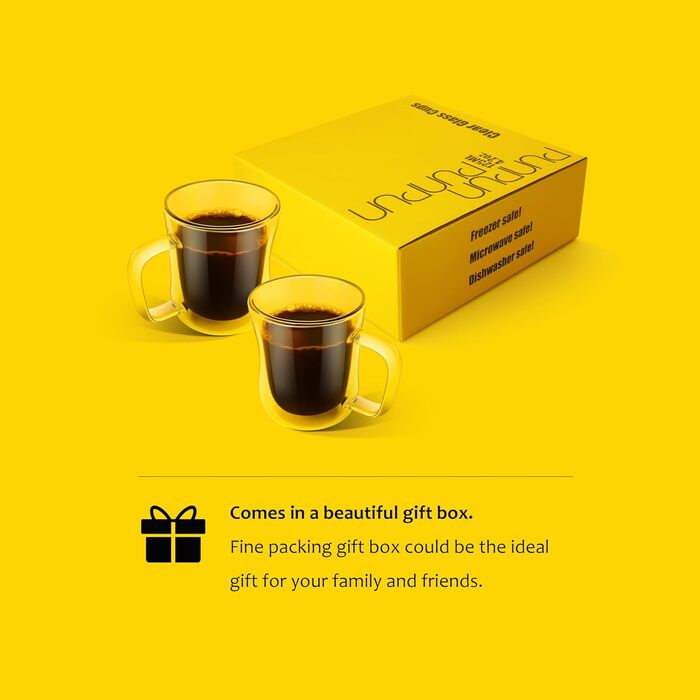 Набір склянок для еспресо та кави 2 шт., подвійні стінки, ізольовані, 250 мл/350 мл