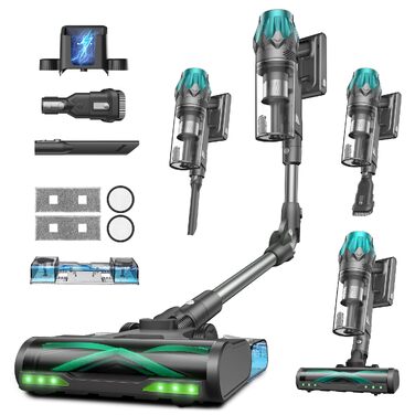 Акумуляторний вертикальний пилосос Vexilar V15Max 65КПа з функцією вологого прибирання та коліноподібною трубкою, сірий