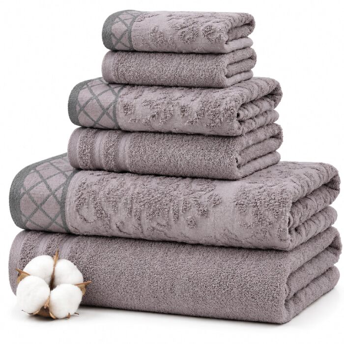 Набір рушників Pacific Coast Textilien Damast Jacquard з бордюром, 100% бавовна, сірі, 8 шт.