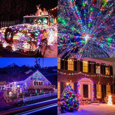Гірлянда святкова для дому та саду, 10м, 100 LED, тепле біле світло, з таймером, вологостійка, 8 режимів, для декорування ялинки та приміщень