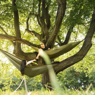 Легка туристична гамак для кемпінгу | Міцна, з карабінами та ременями, 275x140 см, 300 кг, нейлон, для відпочинку на природі та вдома