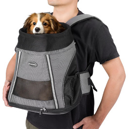 Рюкзак для собак та котів Navaris до 7 кг - сірий (37 x 33 x 24 см)