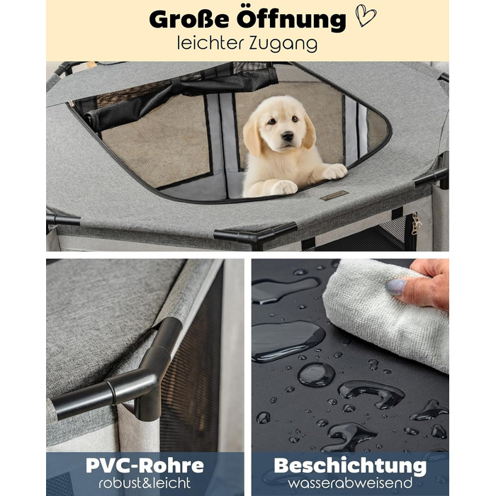 Вольєр для цуценят Lionto з оксфордської тканини, сірий, 112x112x62 см