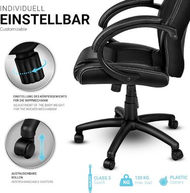 Крісло гоночне TRESKO Racing для офісу, чорне, з підлокітниками, регульоване, SGS сертифіковане