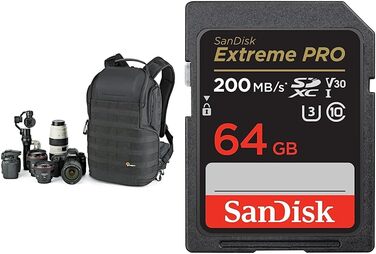 Рюкзак для фототехніки Lowepro ProTactic BP 350 AW II з QuickShelf, для Sony Alpha 9 та іншої фото- та особистої техніки, LP37265-PWW (з картою пам'яті 64 GB)