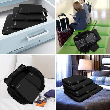 Органайзери для подорожей Eono by Amazon: набір кубів-компресорів для пакування валіз та рюкзаків, 4 шт. (3 шт. чорного кольору)