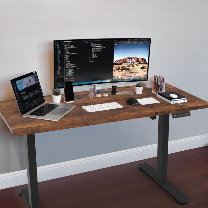 Регульований стіл Homall 140x60 см з USB-роз'ємом, комп'ютерний стіл для дому та офісу, ергономічний, білий