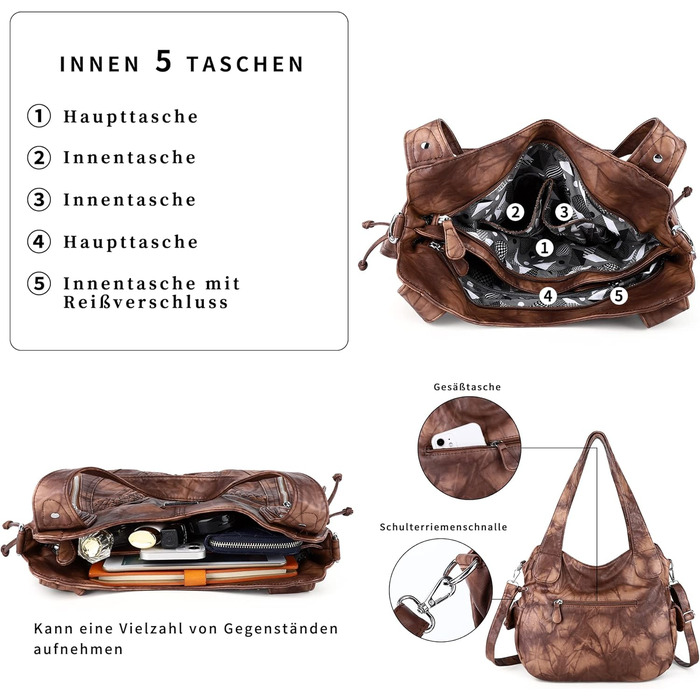 Сумка жіноча AngelKiss через плече, водонепроникна PU шкіра, коричнева. Багатофункціональна сумка-месенджер з кишенями на блискавці