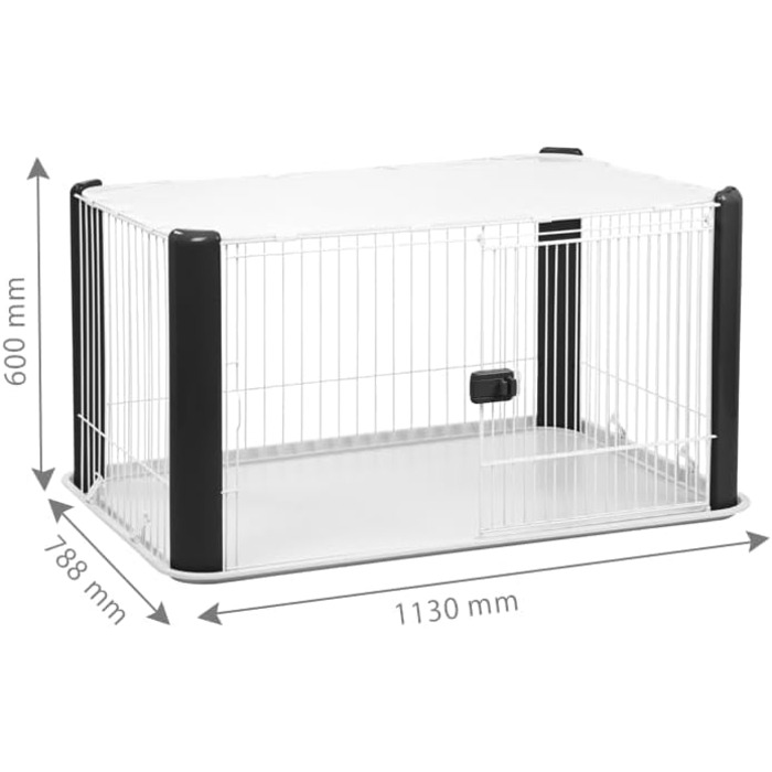 Вольєр для цуценят Iris Ohyama з замком та знімним дахом, білий, 113x79x60 см. Підходить для собак та котів, для використання в приміщенні та на вулиці