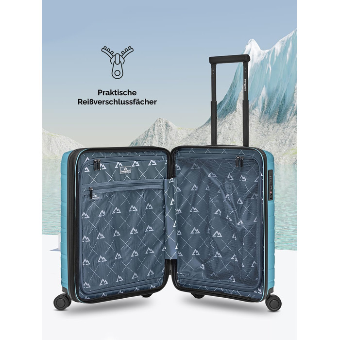 Чемодан середнього розміру з жорстким корпусом | Розкладний валіза-тележка 45 x 27 x 66 см з високоякісного поліпропілену | Унісекс, вага 3,7 кг | Подвійні колеса & TSA-замок (Travel) | Відділення для ноутбука (55 см)