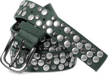 Жіночий вінтажний ремінь Caspar з пряжками, темно-зелений (85 см)