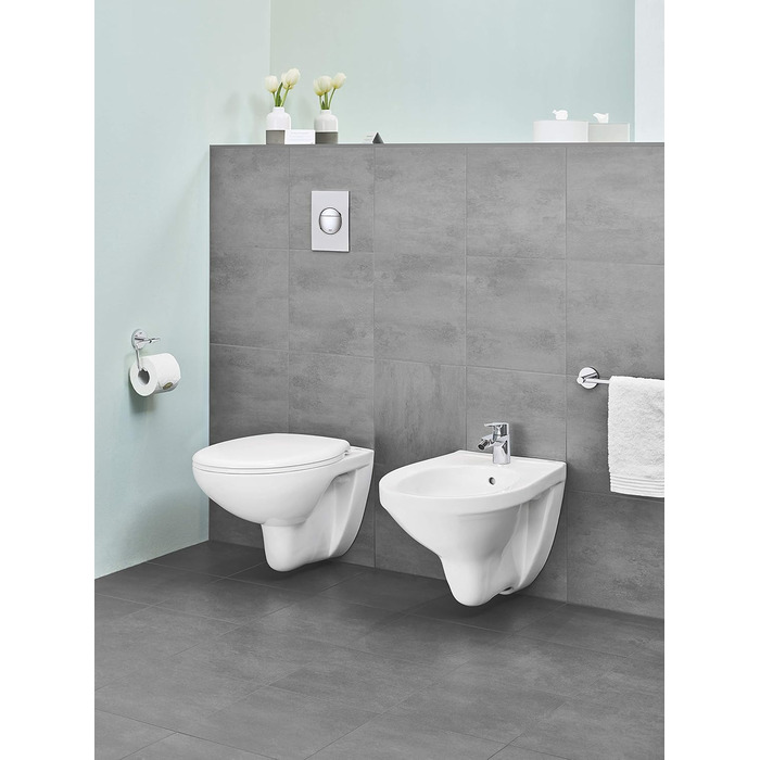 Grohe Bau Cosmopolitan Toilet Paper Holder - Adhesive, Chrome, Easy Installation