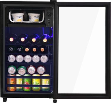 Міні-холодильник 76L з морозильною камерою, чорний, для напоїв та продуктів