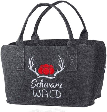 GILDE Felt Bag with Black Forest Logo as a shopping bag/wooden bag/beach bag – tear-resistant & carries a lot of weight – safely cushions your purchases and has plenty of storage space (Black Forest Dark Grey)