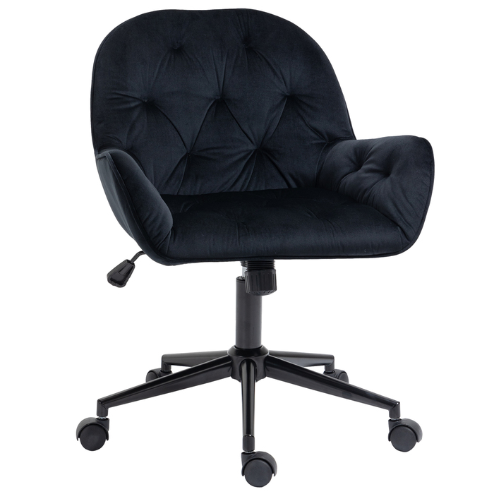 Vinsetto Living Room Chairs, Height-Adjustable Swivel Chair, Height-Adjustable Desk Chair, Velvet Look, Black | Aosom