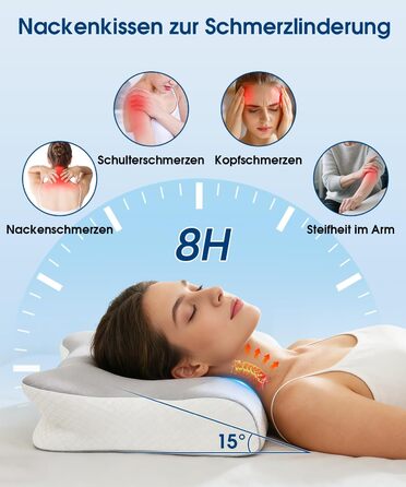 Подушка ортопедична BOYUNSHI з піни Memory Foam для сну на боці, спині та животі. 2 знімні охолоджуючі чохли, 2 висоти.
