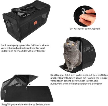 Транспортна сумка для собак та котів 55x40x23 см | Легка переноска для тварин до 15 кг | Підходить для авіаперельотів Eurowings, Lufthansa