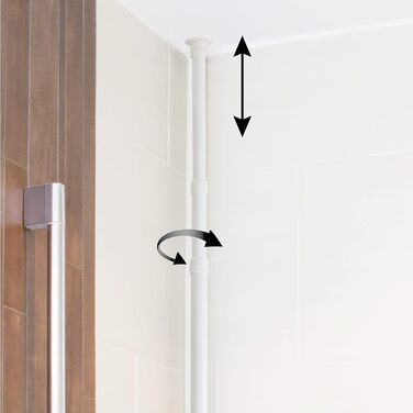 Bremermann Telescope Corner Shelf, 4 Baskets, Telescope Rod up to approx. 290 cm (White)