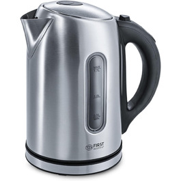Електричний чайник First Austria Edelstahl 2200W, 1.7L, регулювання температури 60-100°C, підтримання тепла, фільтр від накипу, прихований нагрівальний елемент, LED-підсвічування