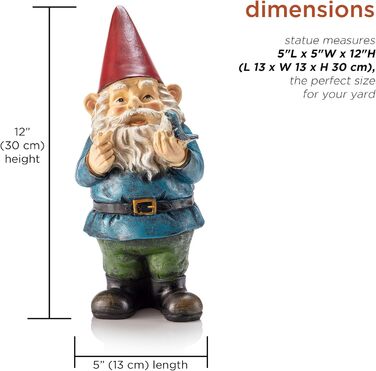 Alpine Corporation WAC406 Alpine Garden Gnome with Bird, Outdoor Decoration, 12 inches tall, red