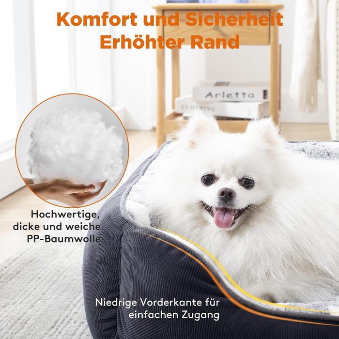 FURTIME Dog Bed - Medium Dogs, Dog Basket, Washable Dog Basket, Non-Slip Dog Beds, Fluffy Dog Mattress with Raised Edges, Soft Dog Sofa for Dogs, Cats - Black/Stars (M (63x53x20cm))