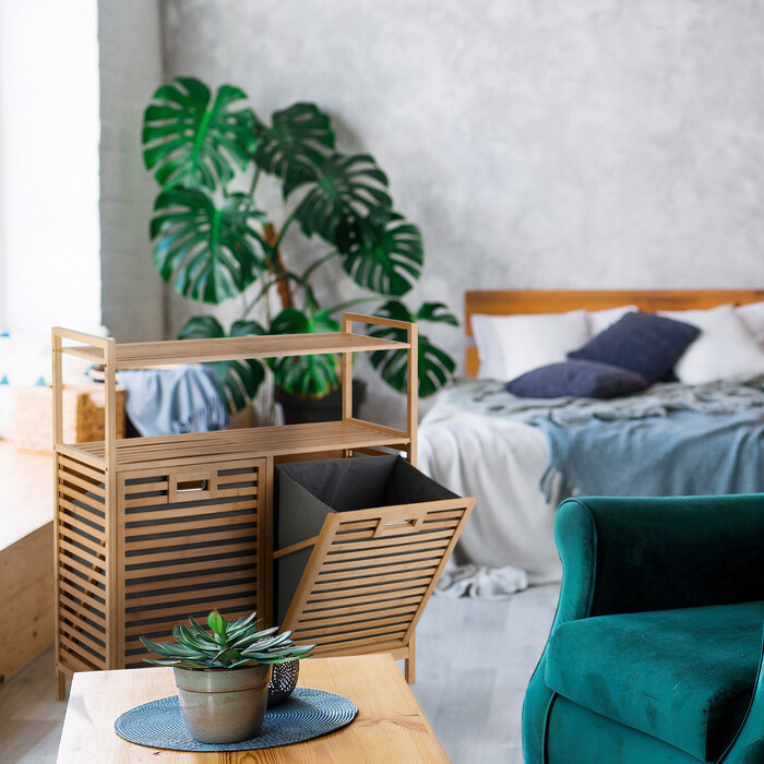 Relaxdays Laundry Basket with 2 Shelves