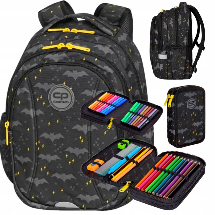 Багатовідсінковий шкільний рюкзак CoolPack, чорний, 21 л