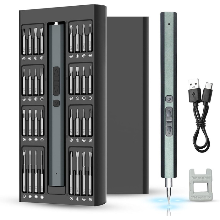 Електрична викрутка 66 в 1 з LED-підсвічуванням, магнітна, для ремонту PC, iPhone, iPad, Switch, PS4, Xbox, Laptop, Macbook, Computer, окулярів, годинників