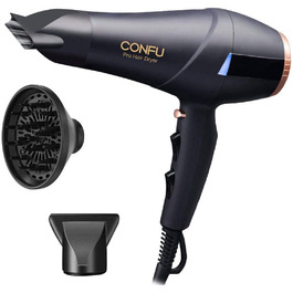 CONFU 2300W Professional Hair Dryer with Ionic Technology - Salon Quality, Diffuser & Styling Nozzle, AC Motor, Fast Drying, 2 Speed & 3 Heat Settings, LED Display, 220V