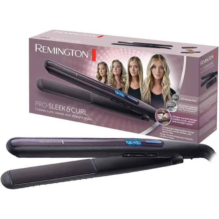Випрямляч для волосся Remington S6505 Pro Sleek & Curl з LCD-дисплеєм, 150-230°C, керамічне покриття з турмаліном