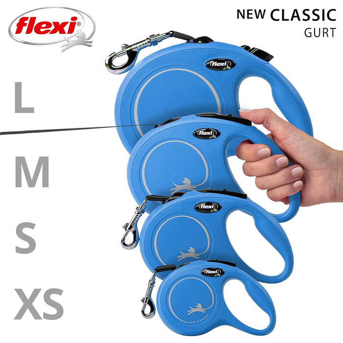 Flexi Classic L рулетка для собак до 50 кг, блакитна, 5 м (для собак до 25 кг)