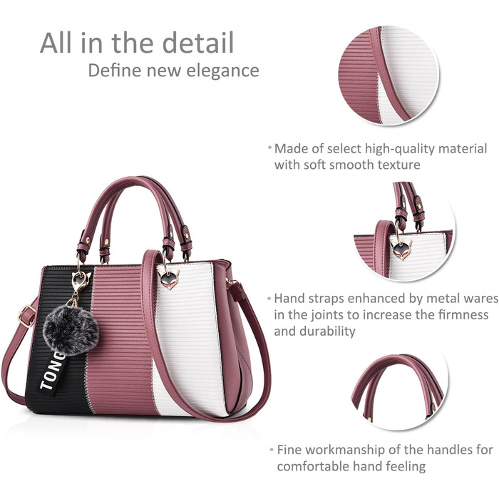 Сумка жіноча NICOLE & DORIS 2025 шкіряна чорна з пухнастим помпоном та знімним ремінцем через плече