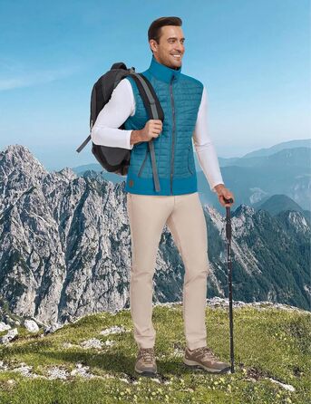 Little Donkey Andy Легка пухова жилетка для чоловіків, тепла безрукавка, outdoor-куртка для піших прогулянок, подорожей та бігу (S, Павіно-блакитний)