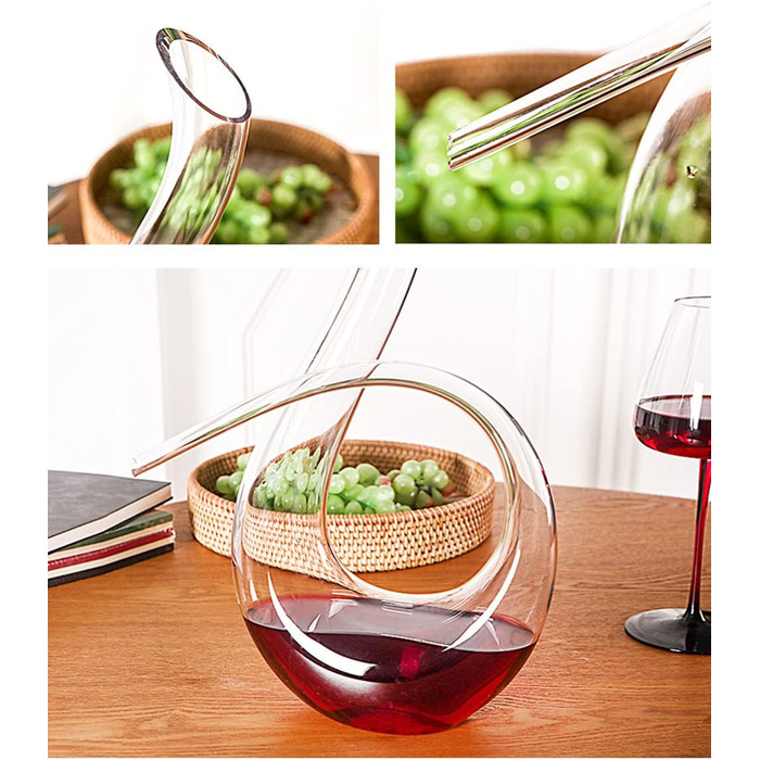 Wine Carafe - 100% Lead-Free Crystal Glass Wine Carafe Hand-Blown Red Wine Decanter Carafe (Spiral)