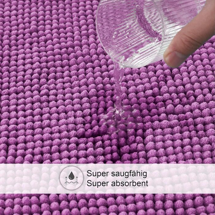 Килимок для ванної кімнати Decomira | Антиковзкий | Набір | Килимок для ванни, перед ванною, біля туалету | Матеріал: велюр | 40x60 см (Лфіловий), 50x80 см (2 шт.)