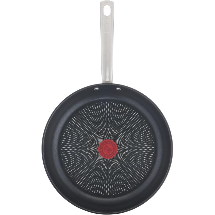 Сковорода Tefal Virtuoso E49106 28 см з антипригарним титановим покриттям та індикатором температури Thermo-Signal | Нержавіюча сталь | Індукція | Гарантія 10 років