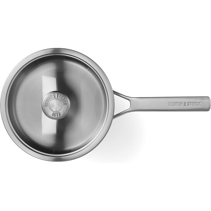 Каструля нержавіюча Merten & Storck 16 см, 1,5 л з кришкою, професійне приготування, з декількома шарами покриття, з мірками, без крапель, довговічна кришка, для індукції, духовка та посудомийна машина