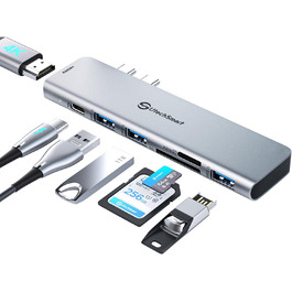 Док-станція USB C для MacBook та Windows, 3 монітори, Ethernet, 2 HDMI, VGA, PD3.0, SD/TF, 4 USB порти (UCN3317)