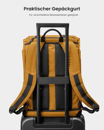 tomtoc Laptop Backpack for Women and Men, Vintage Daypack Daypack Casual Backpack with 22 Liters for Everyday Use, Leisure, University, School, Classic Backpacks Fits 13-15.6 inch Laptops, Black (Yellow)