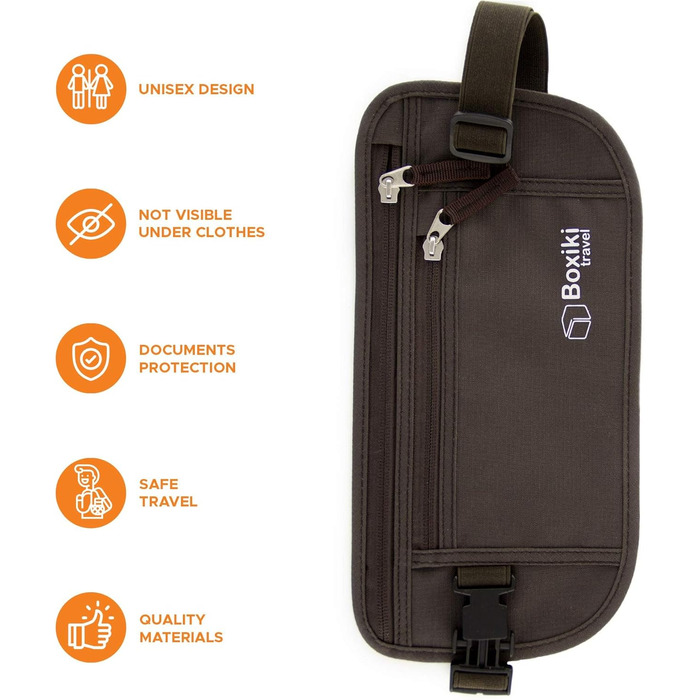 Гнучкий поясний гаманець-органайзер для подорожей з RFID-захистом (колір: коричневий)